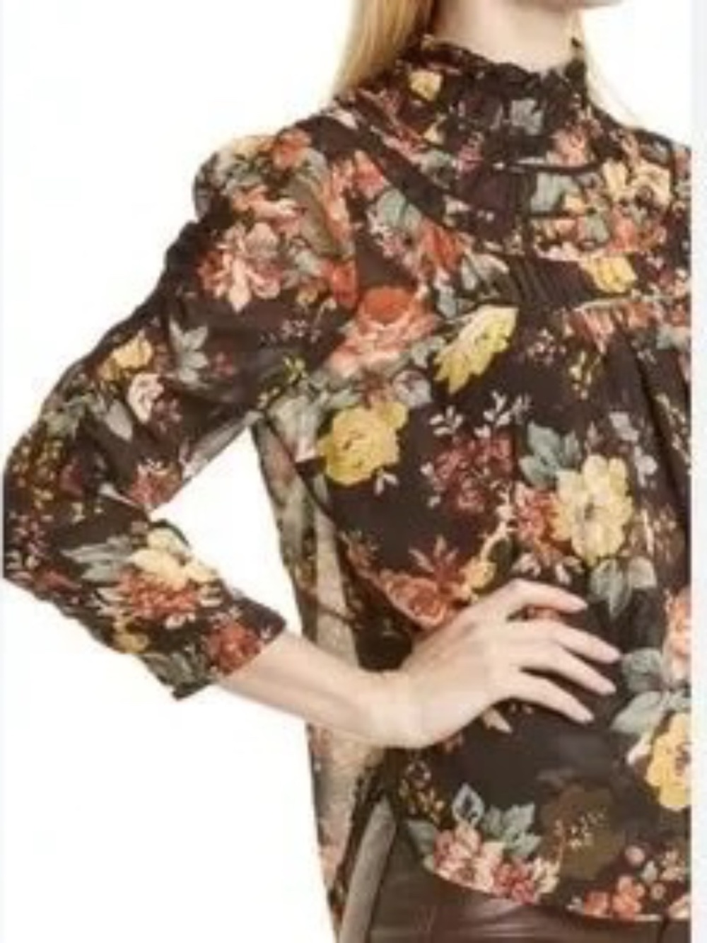 Veronica Beard NWT Silk Floral Sheer Ares Blouse- Size Med.